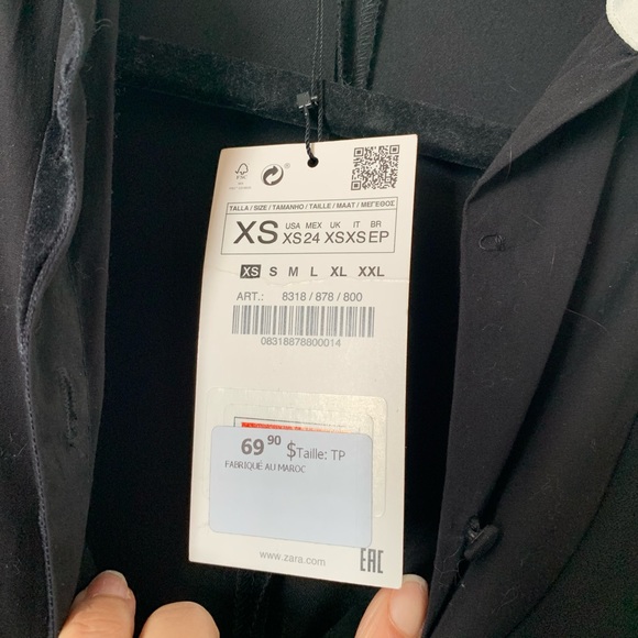 Zara black and white collared dress NWT XS - Picture 4 of 4